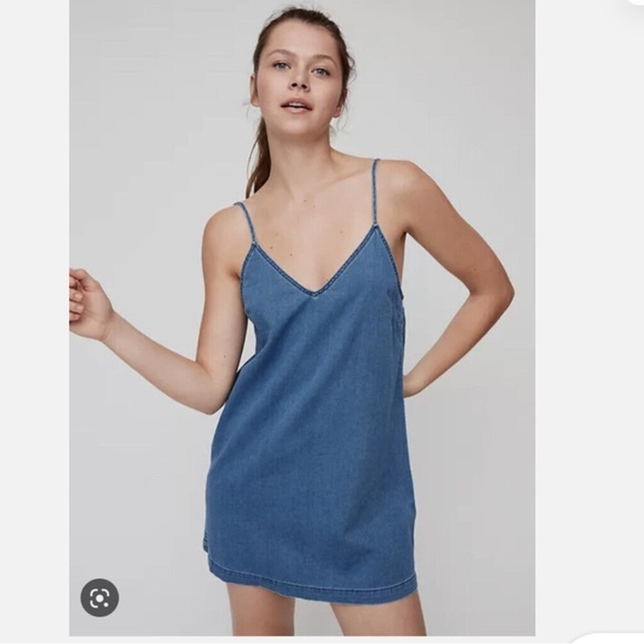 Wilfred Tops - Aritzia Wilfred Free Vivienne Mini Denim Jean Slip Dress Cami